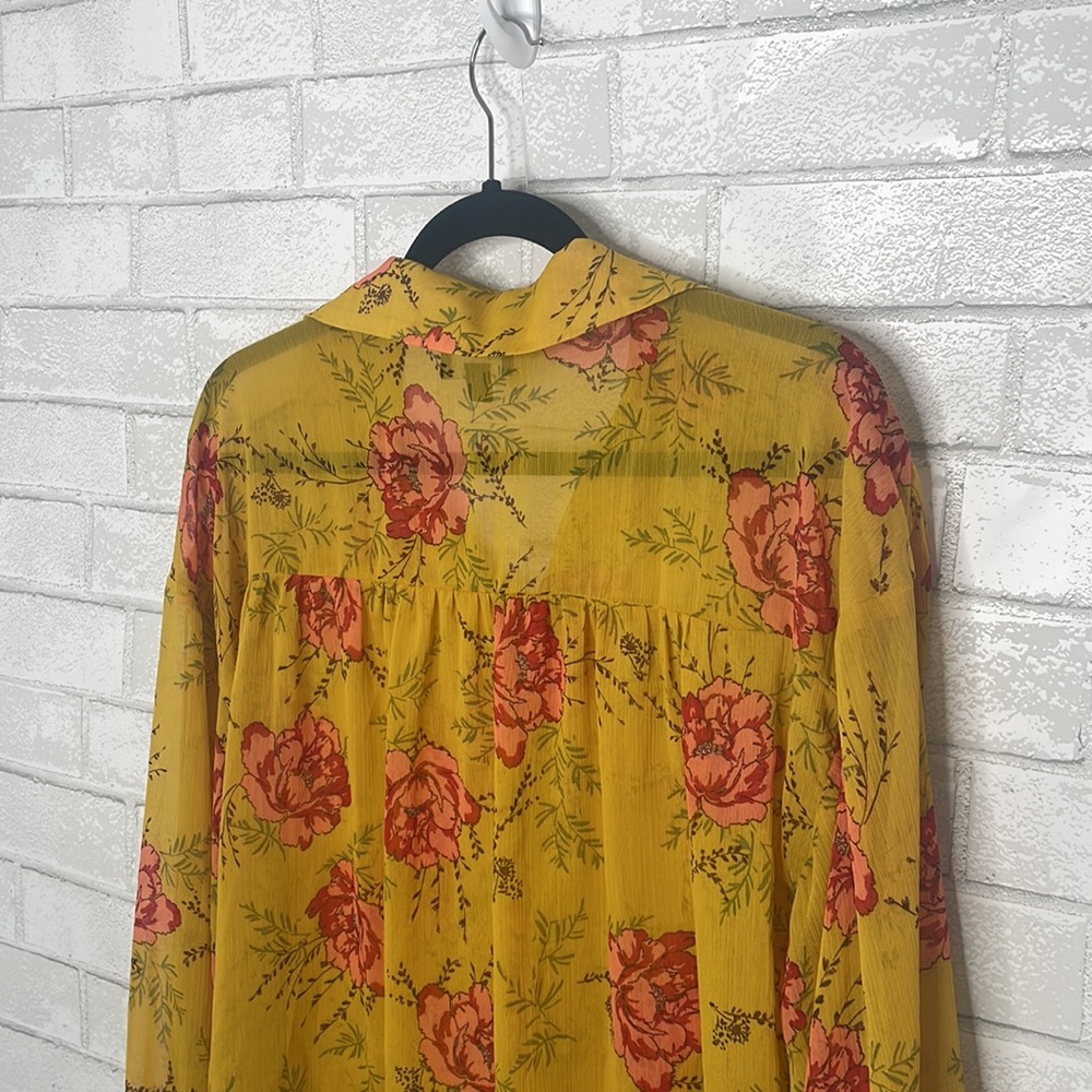 Lumiere Floral Button Up Mustard Shirt - Picture 8 of 13